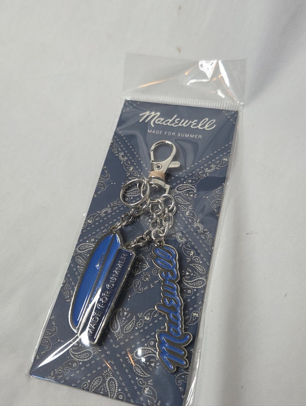 Madewell Blue Enamel Surfboard Logo Phone Charm Keychain Purse Charm Summer